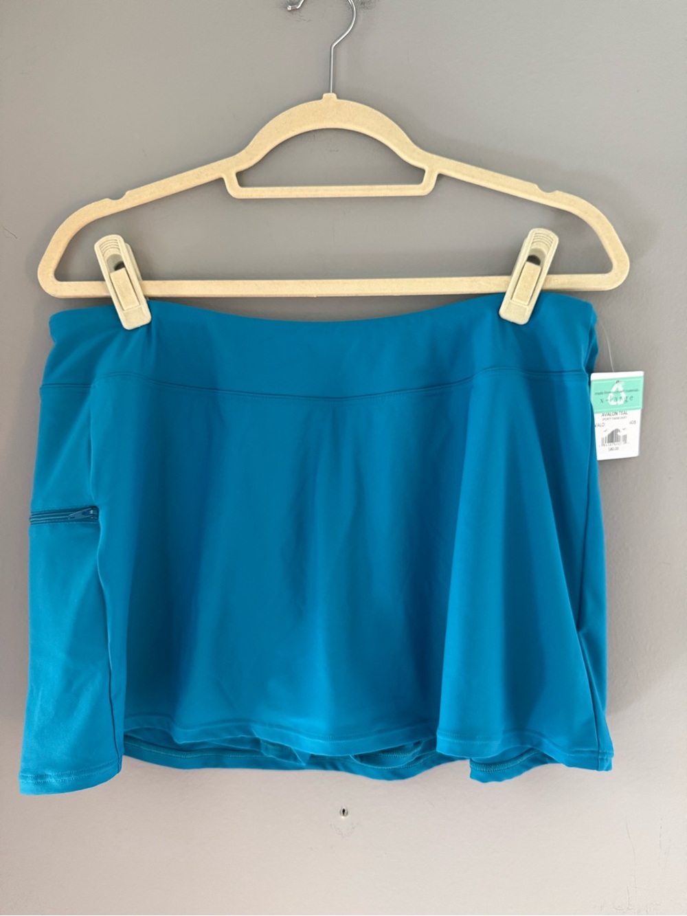 Avalon Teal swim Skort with Zip Pocket